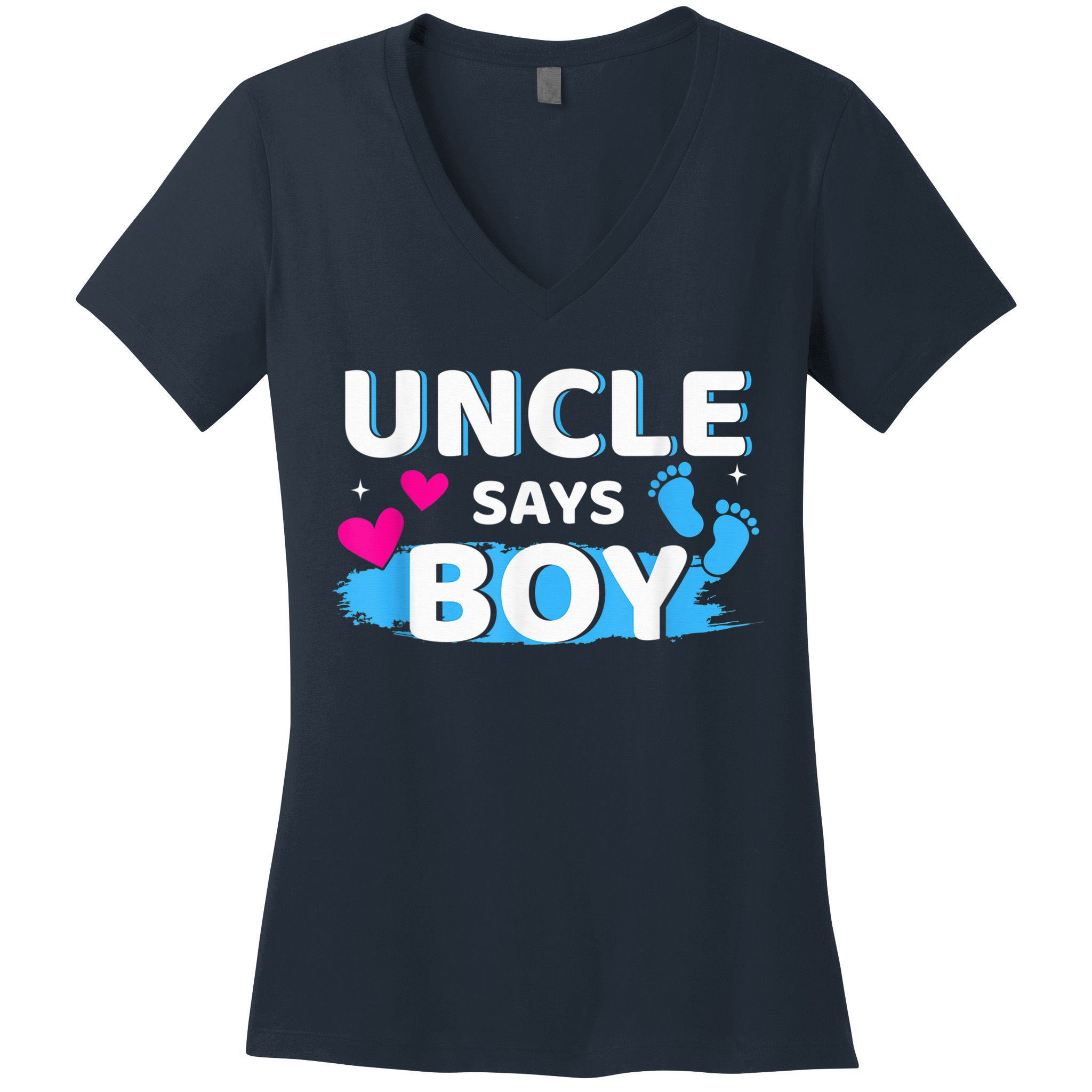 Gender reveal uncle says boy matching family baby party Women's V-Neck T-Shirt