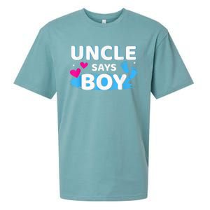  Gender reveal uncle says boy matching family baby party Sueded Cloud Jersey T-Shirt