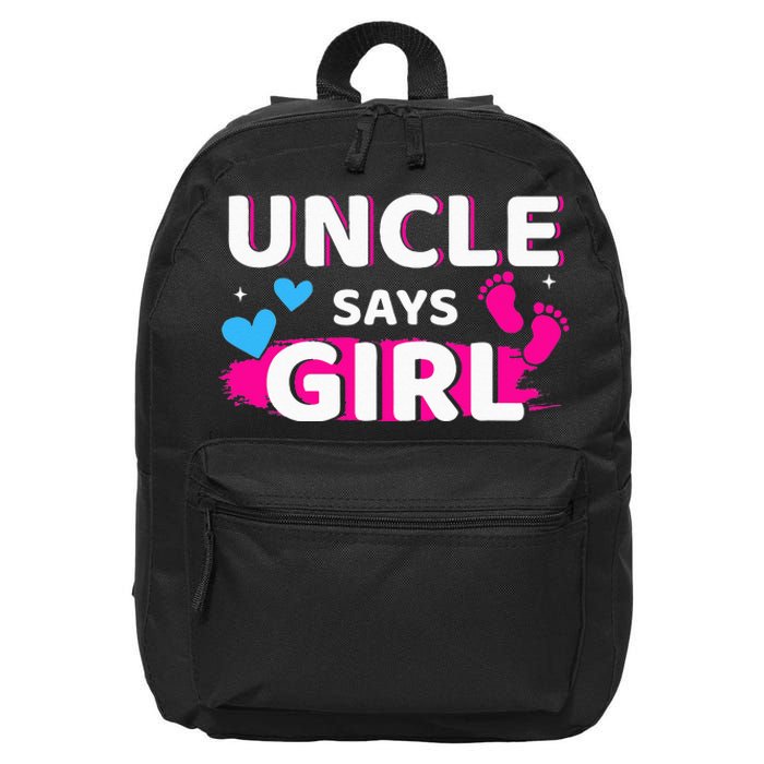 Gender reveal uncle says matching family baby party 16 in Basic Backpack