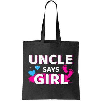 Gender reveal uncle says matching family baby party Tote Bag