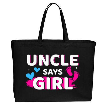 Gender reveal uncle says matching family baby party Cotton Canvas Jumbo Tote