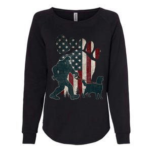 Golden Retriever Usa Flag Bigfoot American 4th Of July Dogs Womens California Wash Sweatshirt