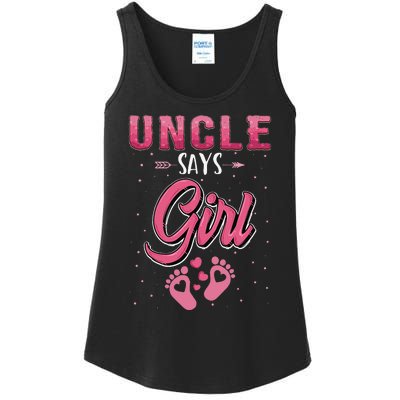 Gender reveal Uncle says baby matching family set Ladies Essential Tank