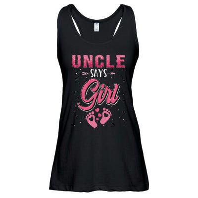 Gender reveal Uncle says baby matching family set Ladies Essential Flowy Tank