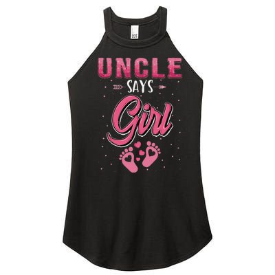 Gender reveal Uncle says baby matching family set Women’s Perfect Tri Rocker Tank