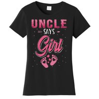 Gender reveal Uncle says baby matching family set Women's T-Shirt