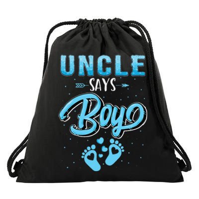 Gender reveal Uncle says baby matching family set Drawstring Bag