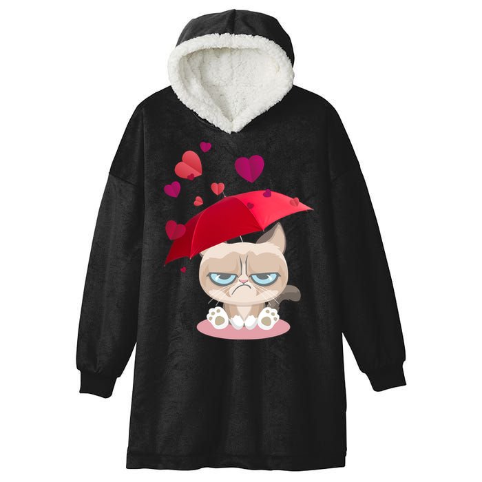Grump Cat Valentines Day Hooded Wearable Blanket