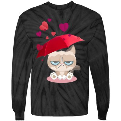 Grump Cat Valentines Day Tie-Dye Long Sleeve Shirt