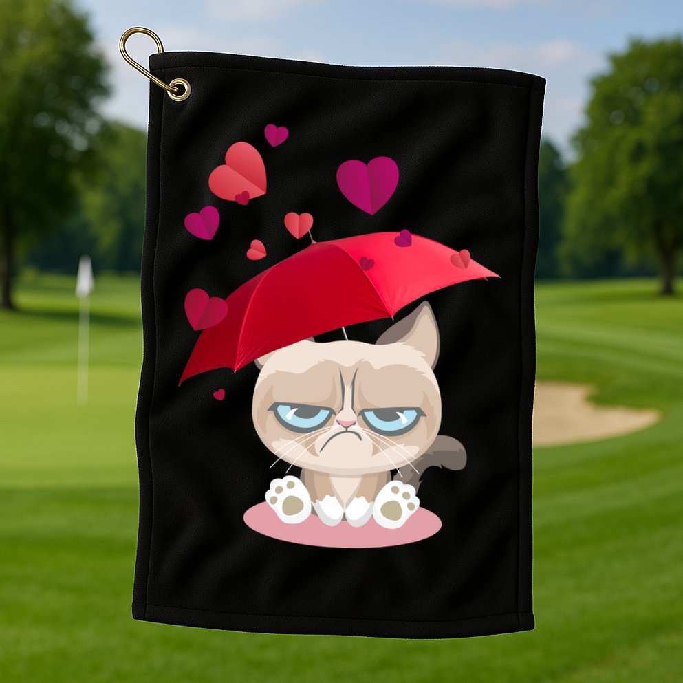 Grump Cat Valentines Day Golf Towel