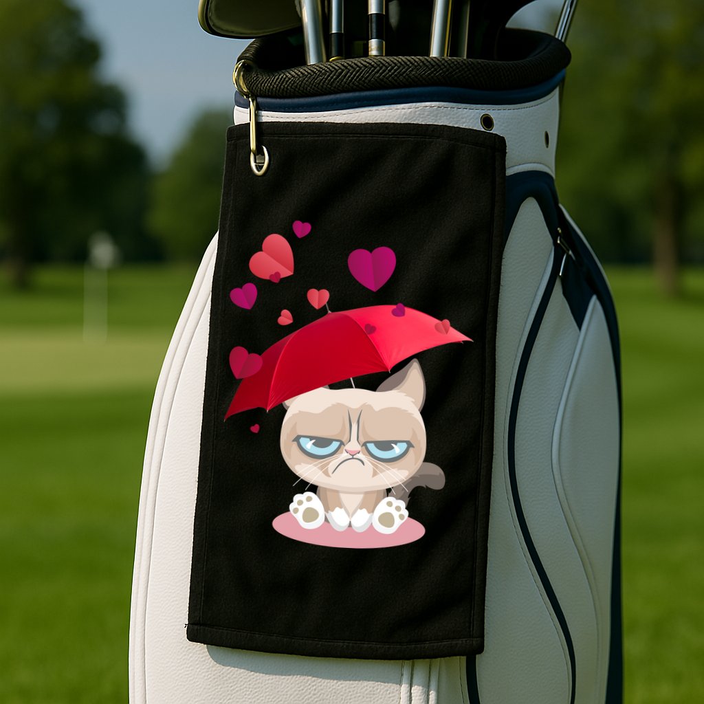 Grump Cat Valentines Day Golf Towel