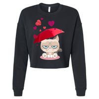 Grump Cat Valentines Day Cropped Pullover Crew