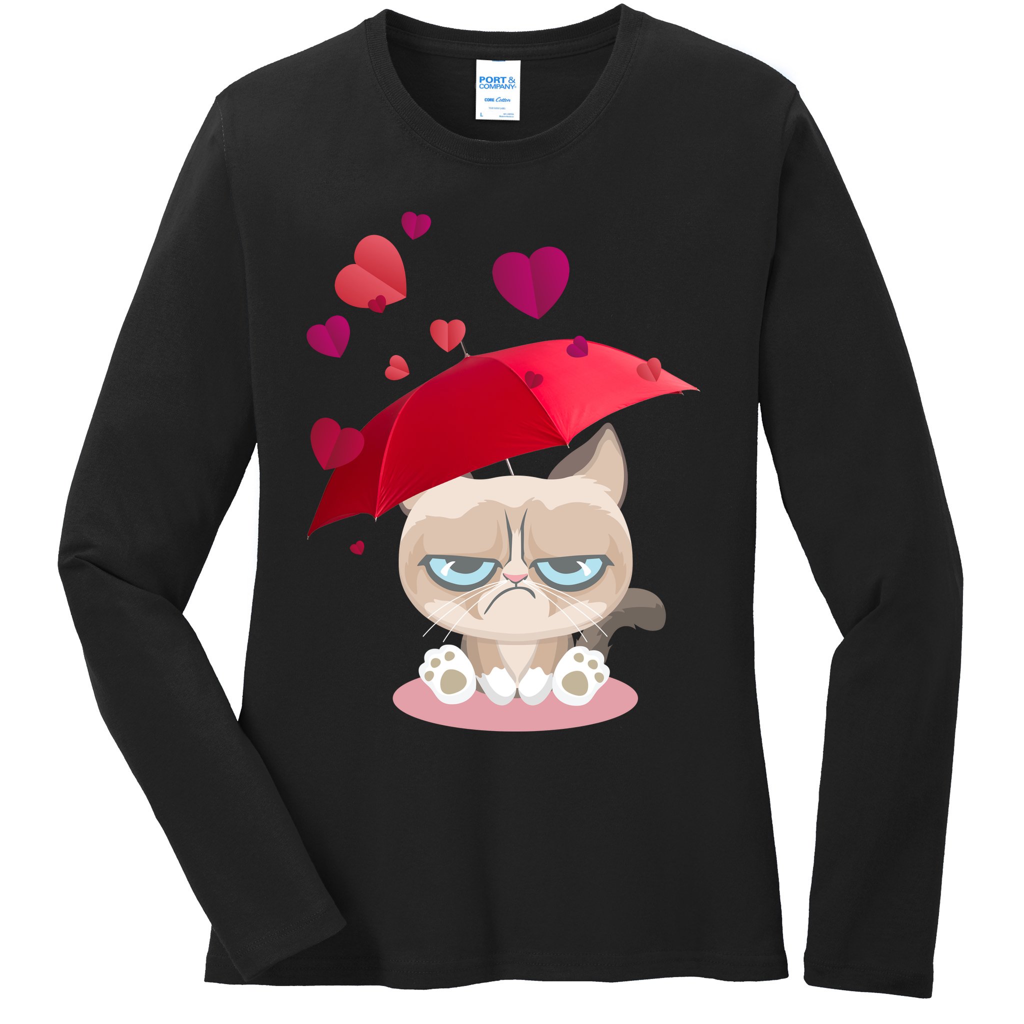 Grump Cat Valentines Day Ladies Long Sleeve Shirt