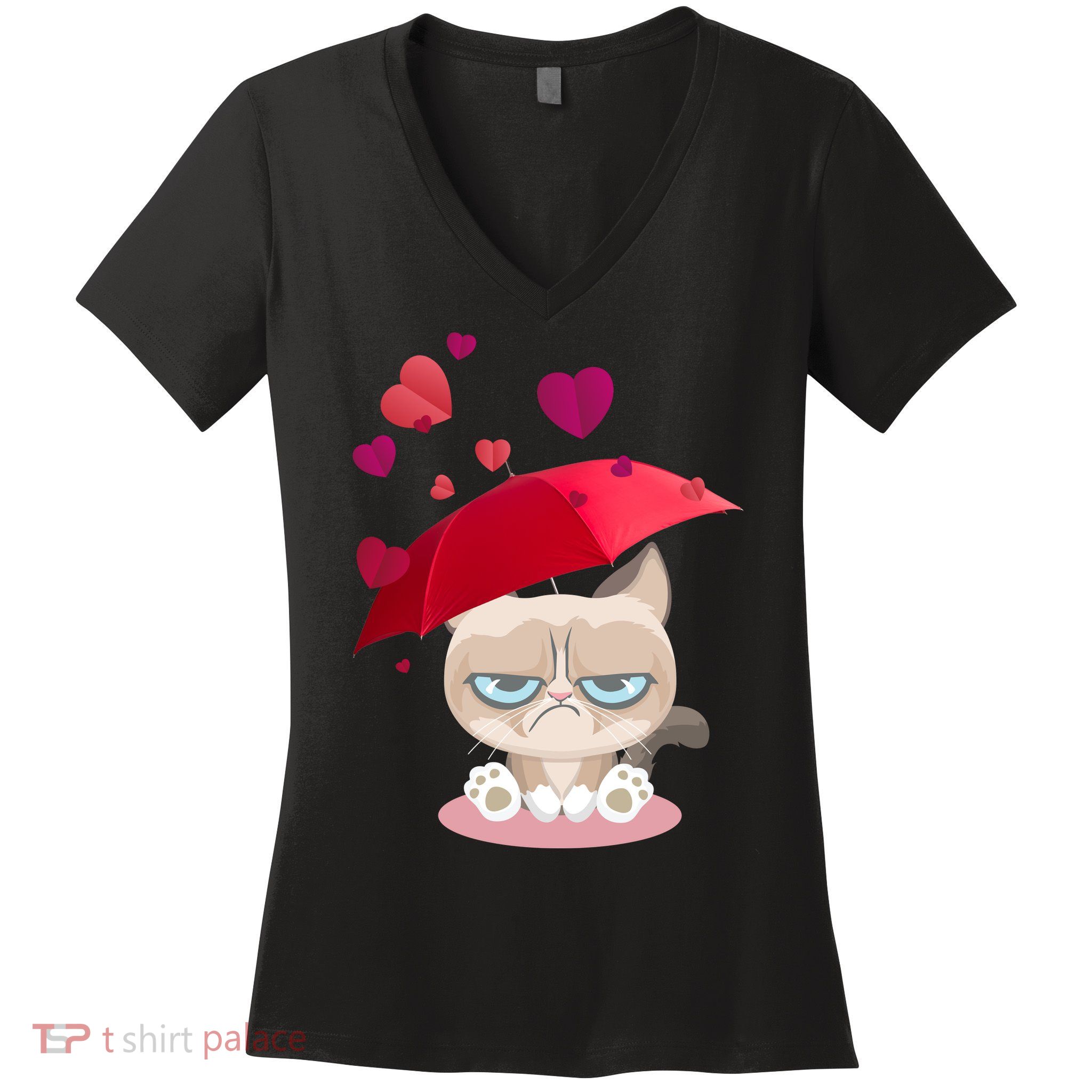 Grump Cat Valentines Day Women's V-Neck T-Shirt