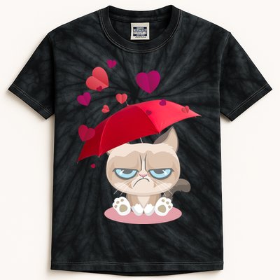 Grump Cat Valentines Day Kids Tie-Dye T-Shirt