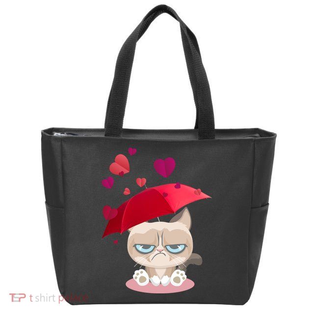 Grump Cat Valentines Day Zip Tote Bag