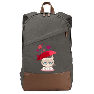 Grump Cat Valentines Day Cotton Canvas Backpack