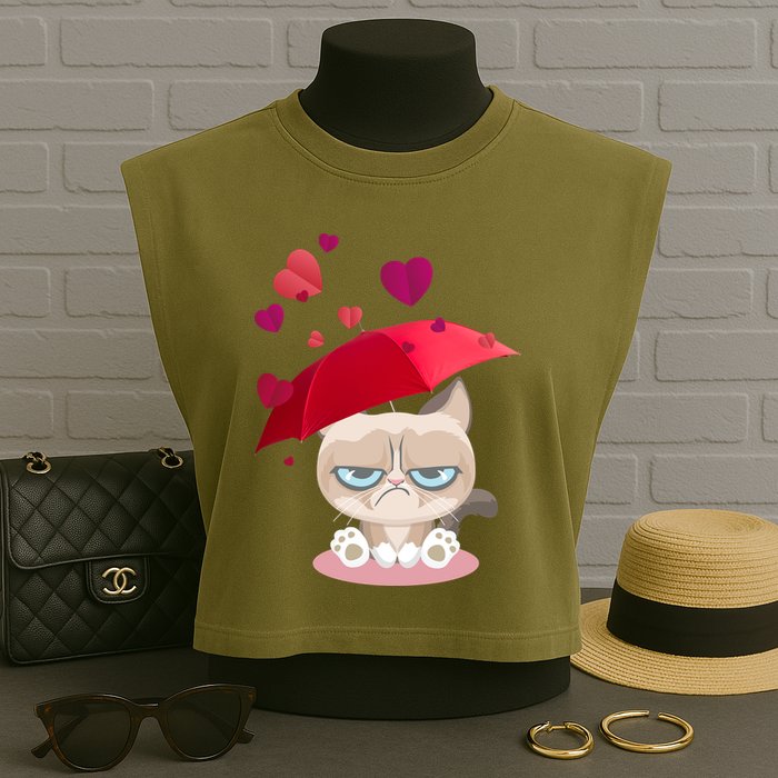 Grump Cat Valentines Day Garment-Dyed Women's Muscle Tee
