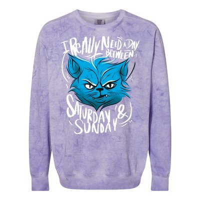 Grumpy Cat Weekend Funny Colorblast Crewneck Sweatshirt