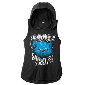 Grumpy Cat Weekend Funny Ladies PosiCharge Tri-Blend Wicking Draft Hoodie Tank