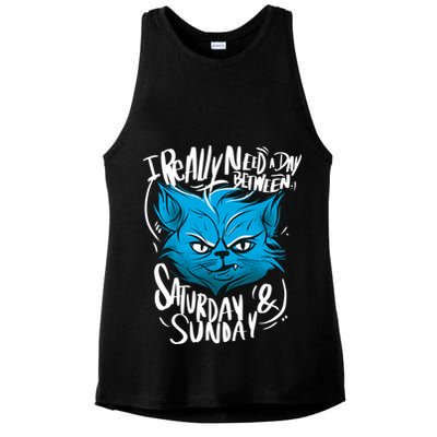 Grumpy Cat Weekend Funny Ladies PosiCharge Tri-Blend Wicking Tank