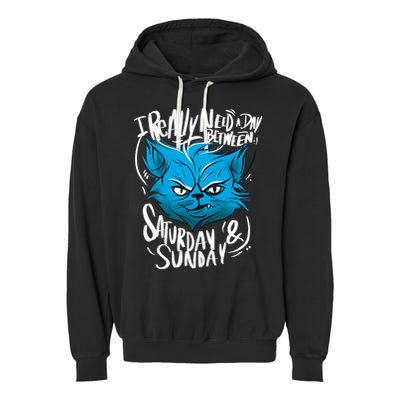 Grumpy Cat Weekend Funny Garment-Dyed Fleece Hoodie