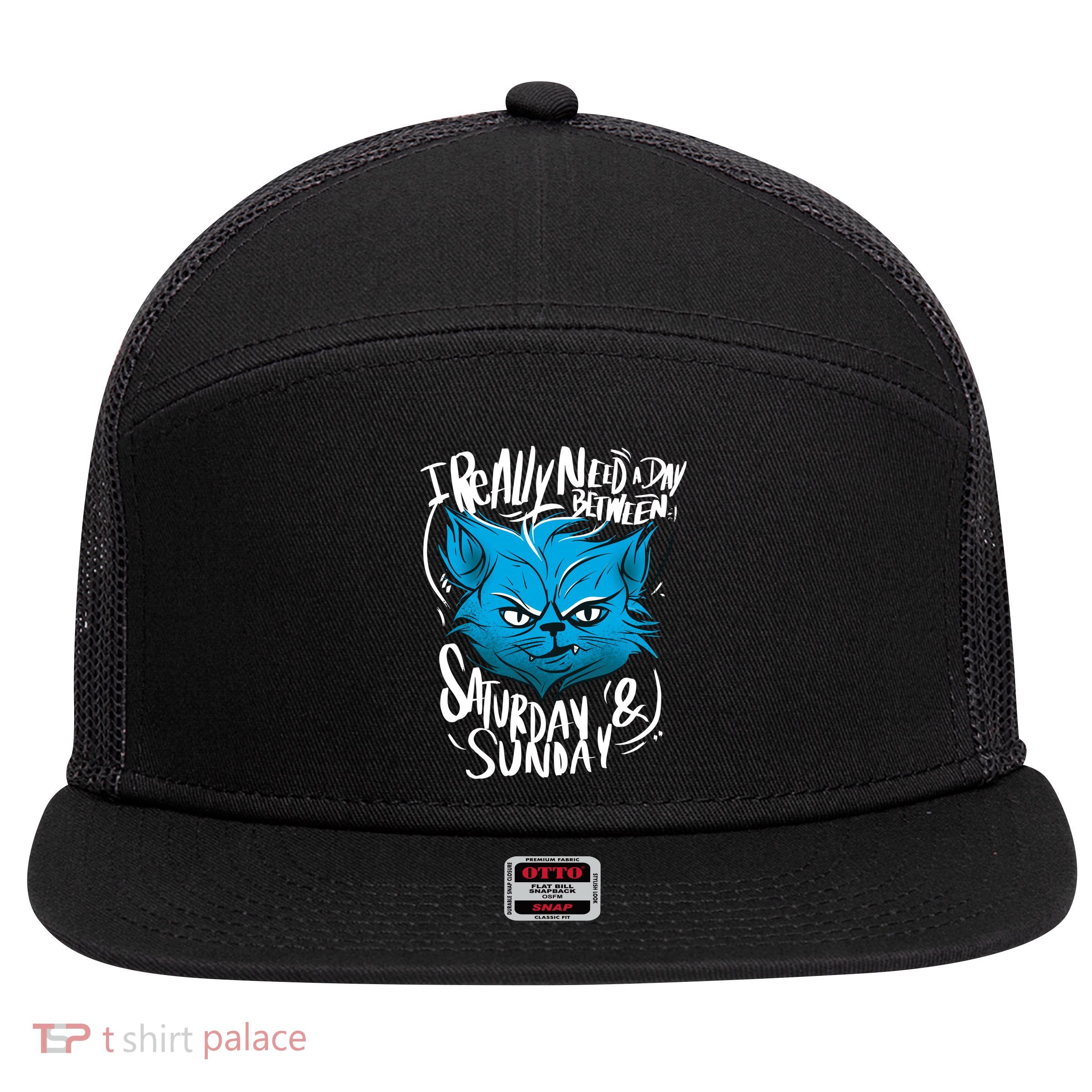 Grumpy Cat Weekend Funny 7 Panel Mesh Trucker Snapback Hat