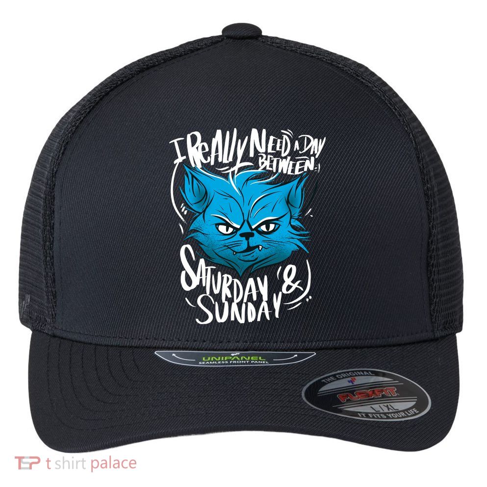 Grumpy Cat Weekend Funny Flexfit Unipanel Trucker Cap