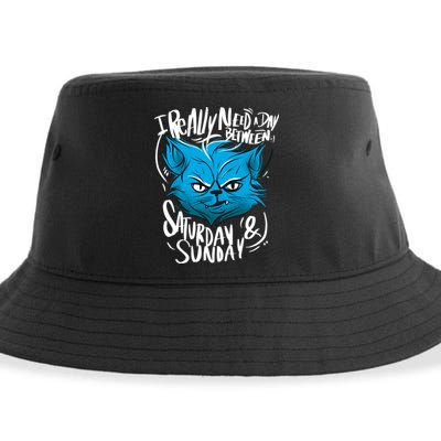 Grumpy Cat Weekend Funny Sustainable Bucket Hat
