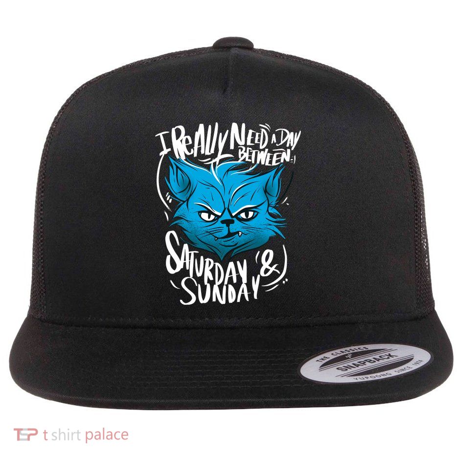 Grumpy Cat Weekend Funny Flat Bill Trucker Hat