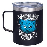 Grumpy Cat Weekend Funny 12oz Stainless Steel Coffee Mug