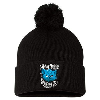 Grumpy Cat Weekend Funny Pom Pom 12in Knit Beanie