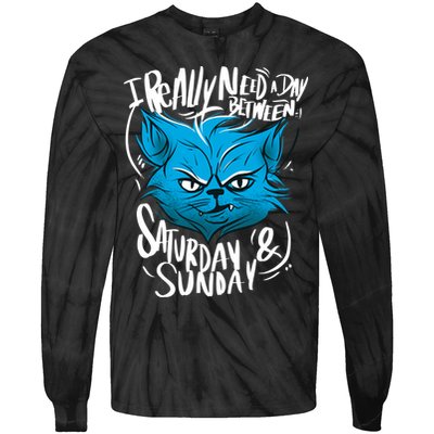 Grumpy Cat Weekend Funny Tie-Dye Long Sleeve Shirt