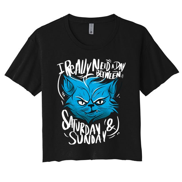 Grumpy Cat Weekend Funny Crop Top