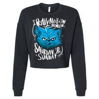 Grumpy Cat Weekend Funny Cropped Pullover Crew