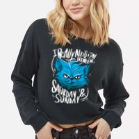 Grumpy Cat Weekend Funny Cropped Pullover Crew