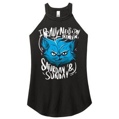 Grumpy Cat Weekend Funny Women's Perfect Tri Rocker Tank
