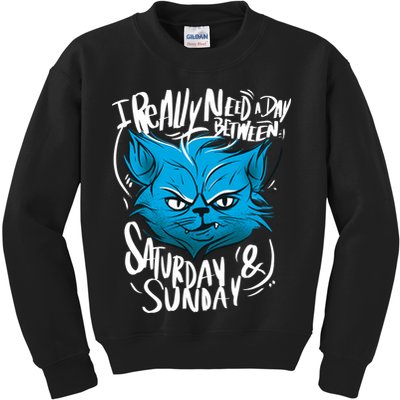 Grumpy Cat Weekend Funny Kids Sweatshirt