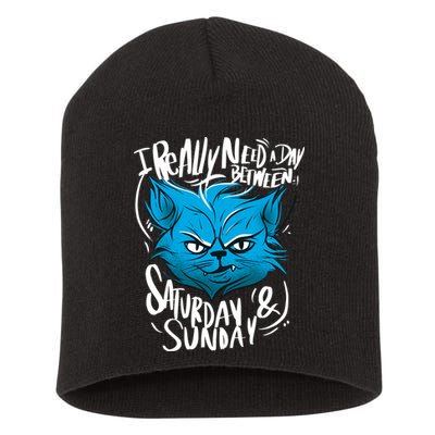 Grumpy Cat Weekend Funny Short Acrylic Beanie