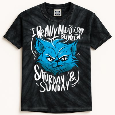 Grumpy Cat Weekend Funny Kids Tie-Dye T-Shirt