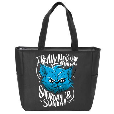Grumpy Cat Weekend Funny Zip Tote Bag