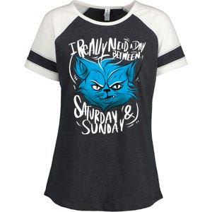 Grumpy Cat Weekend Funny Enza Ladies Jersey Colorblock Tee