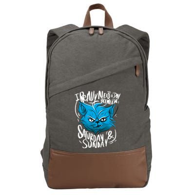 Grumpy Cat Weekend Funny Cotton Canvas Backpack