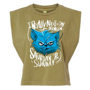 Grumpy Cat Weekend Funny Garment-Dyed Women's Muscle Tee