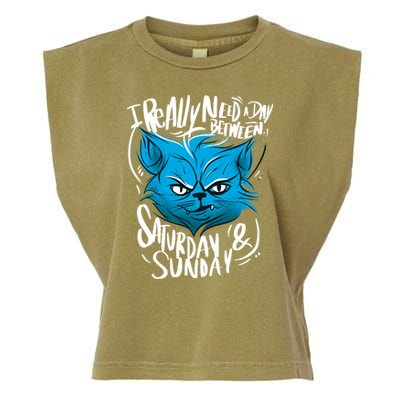 Grumpy Cat Weekend Funny Garment-Dyed Women's Muscle Tee
