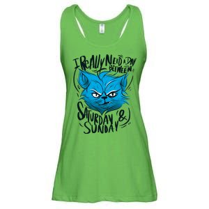 Grumpy Cat Weekend Funny Ladies Essential Flowy Tank