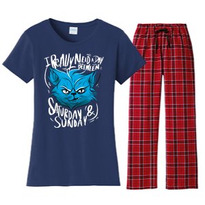 Grumpy Cat Weekend Funny Women's Flannel Pajama Set