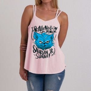 Grumpy Cat Weekend Funny Women's Strappy Tank