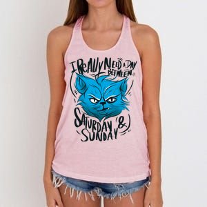 Grumpy Cat Weekend Funny Women's Knotted Racerback Tank