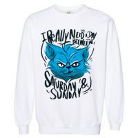 Grumpy Cat Weekend Funny Garment-Dyed Sweatshirt